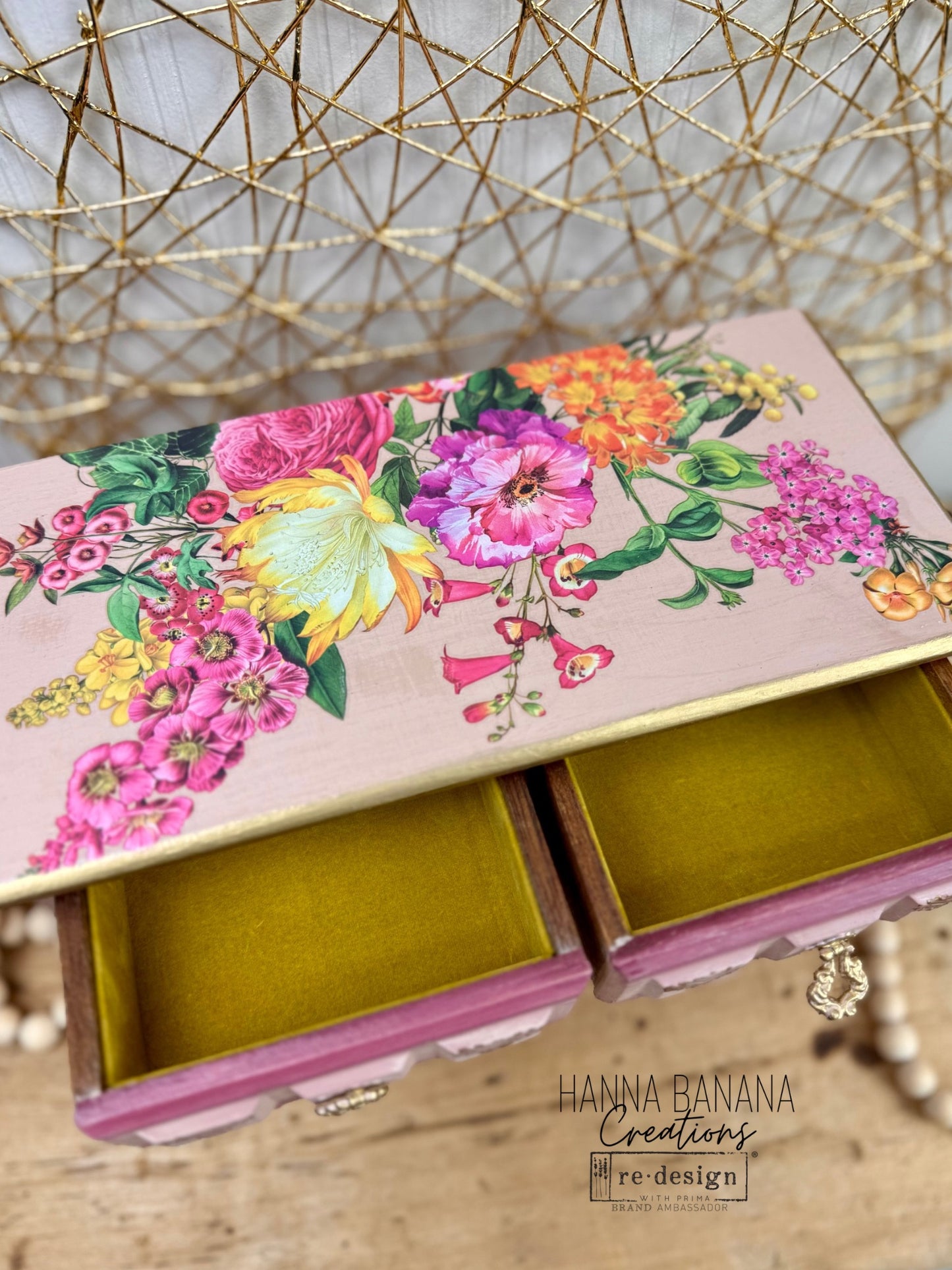 Hand Painted Pink & Burgundy Ombre Jewelry Box