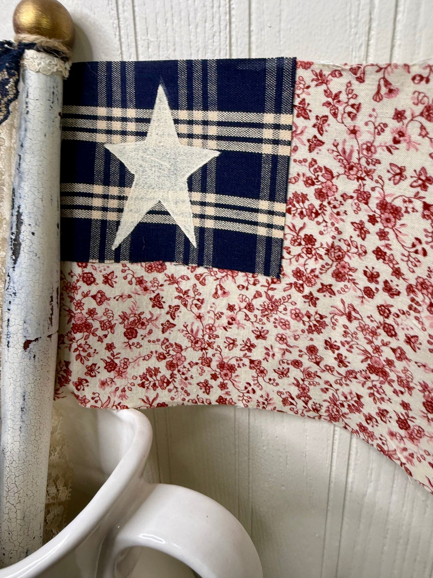 Handmade Spindle Flag with Floral Pattern