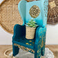 Hand Painted Ombré Wooden Chair Plant Holder with Gold Details