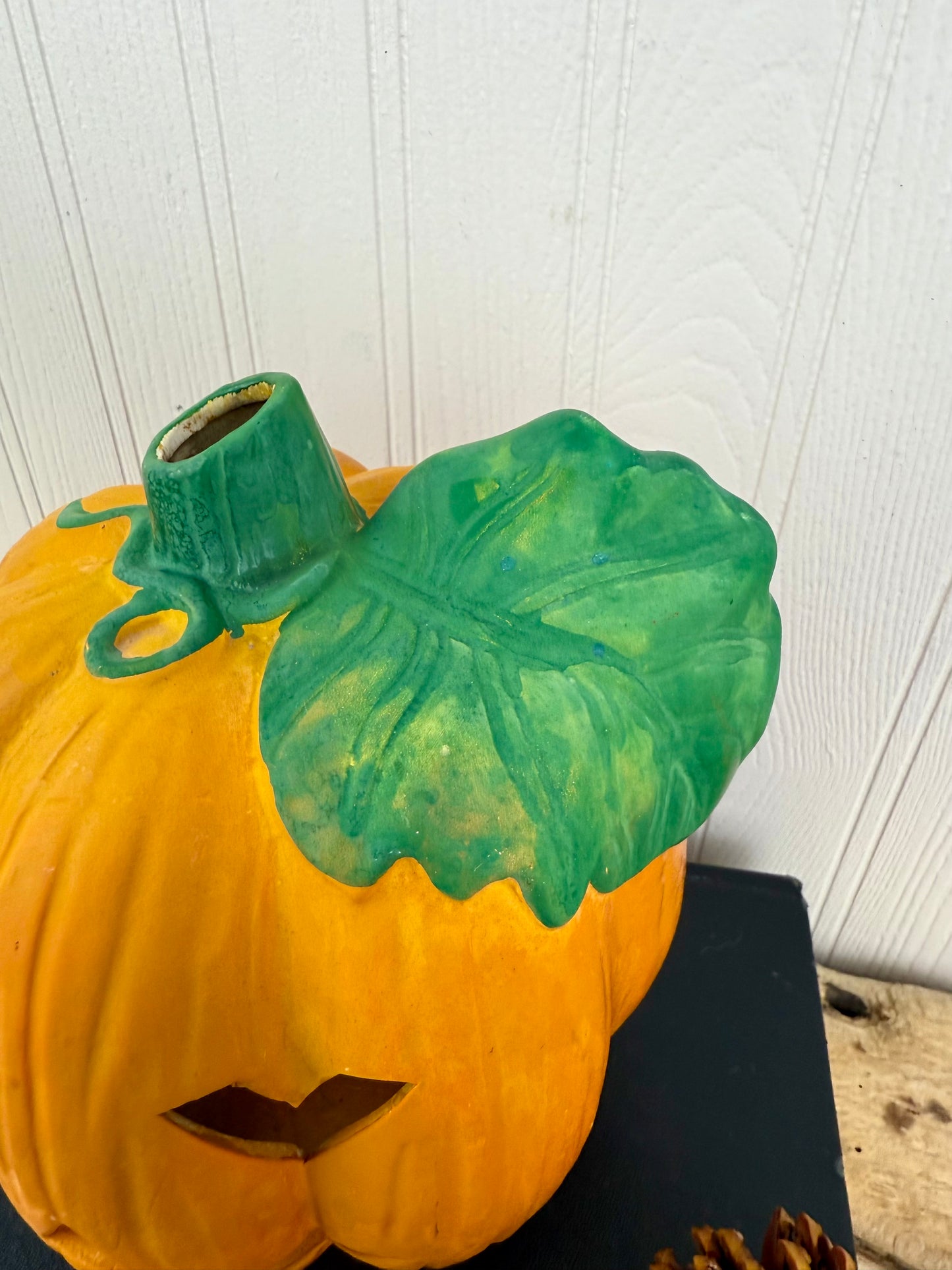 Vintage Ceramic Pumpkin Candle Lantern