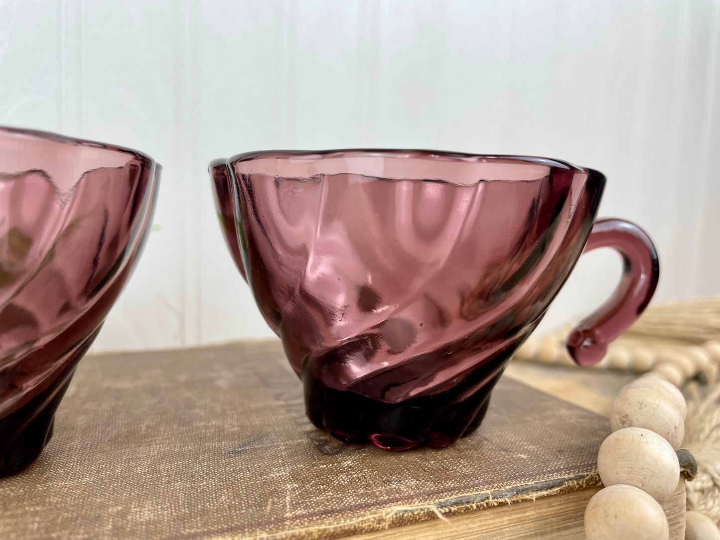 Vintage Hazel Atlas Set of Moroccan Amethyst Glass Punch Cups