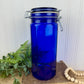 Vintage Cobalt Blue Glass Canister with Wire Clasp