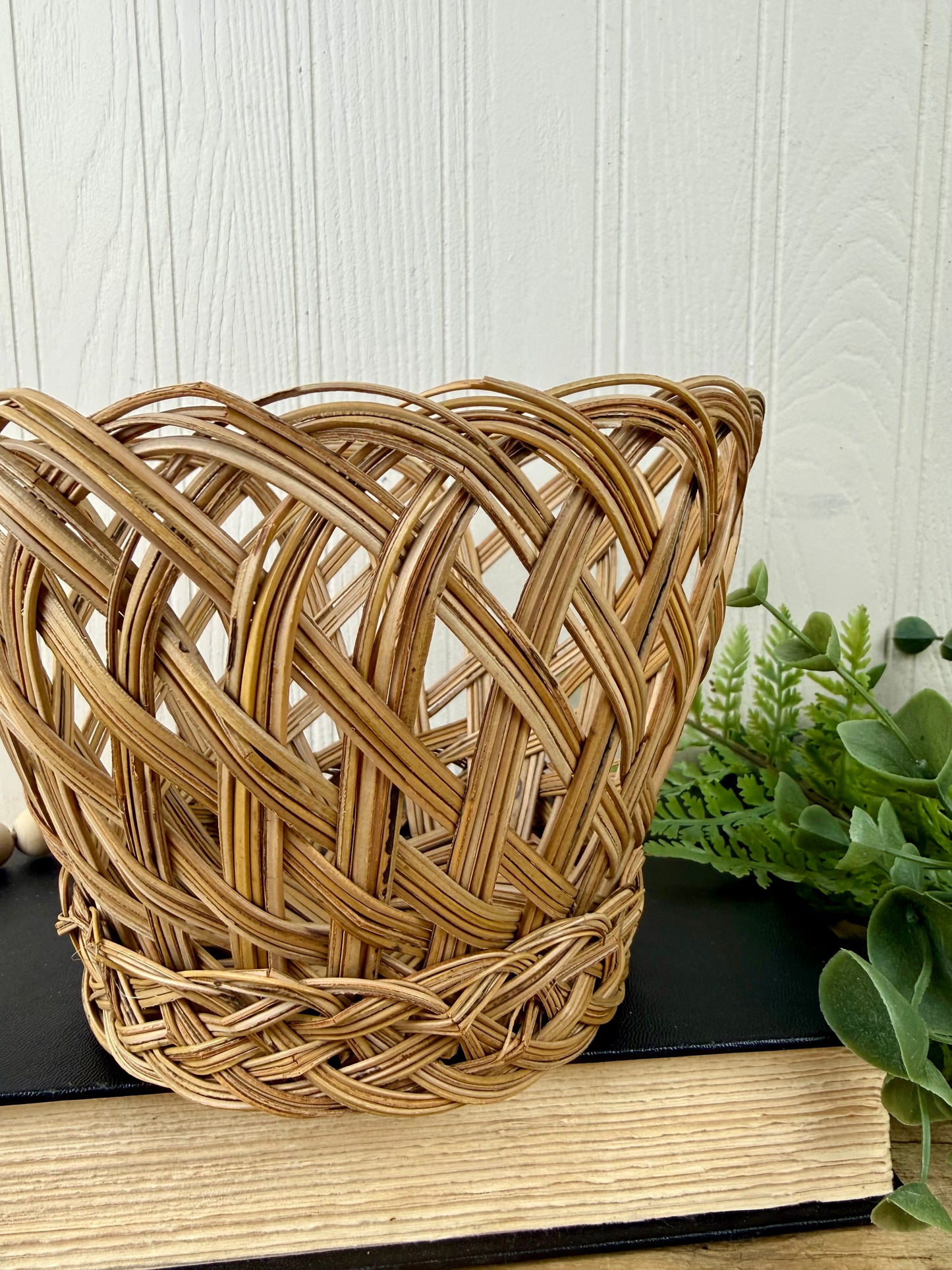 Vintage Open Weave Planter Basket