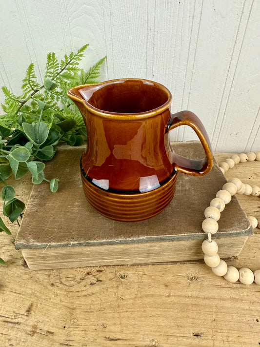 Vintage Brown Stoneware Creamer