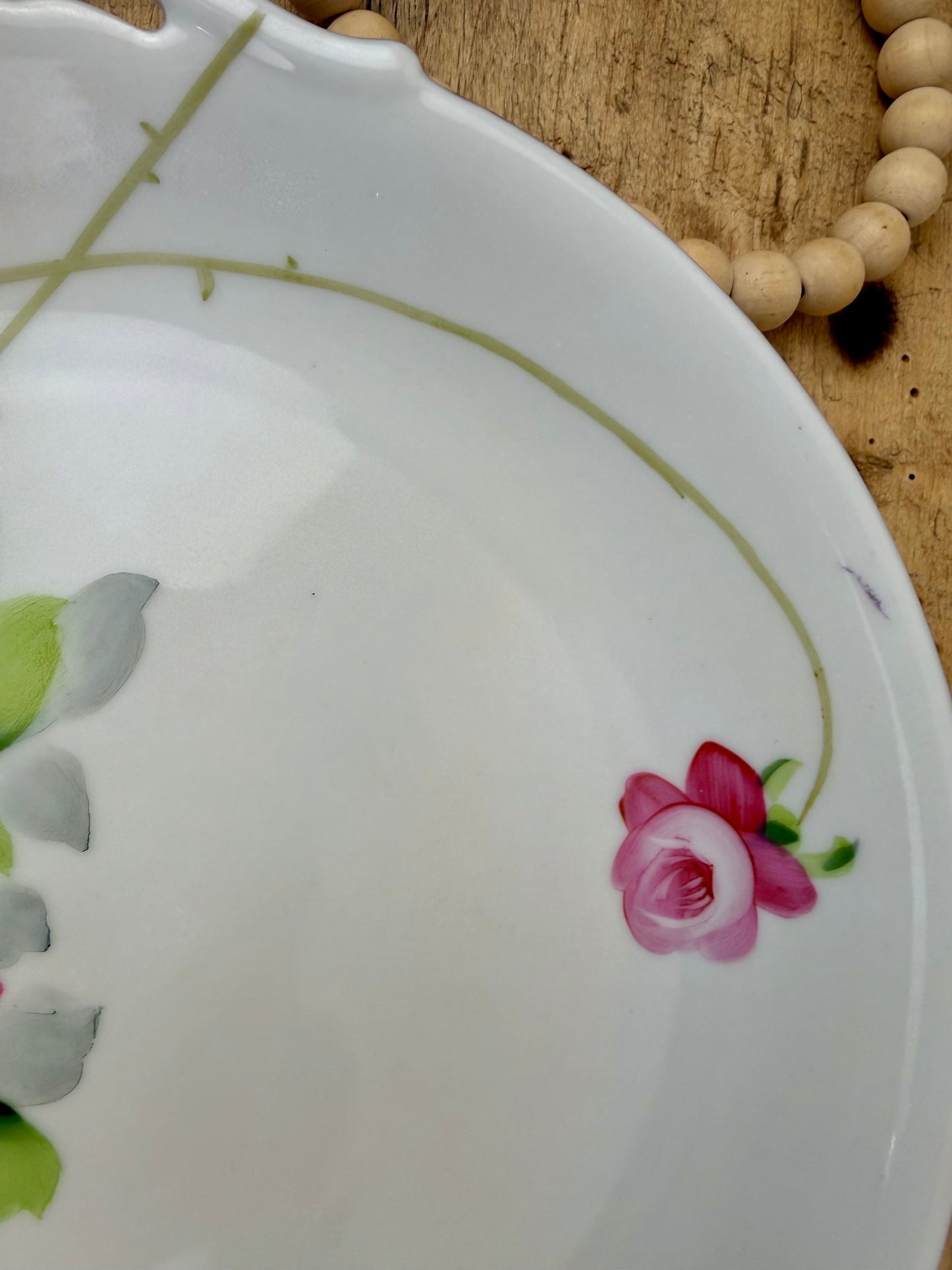 Antique Nippon Porcelain Plate with Hand Painted Florals