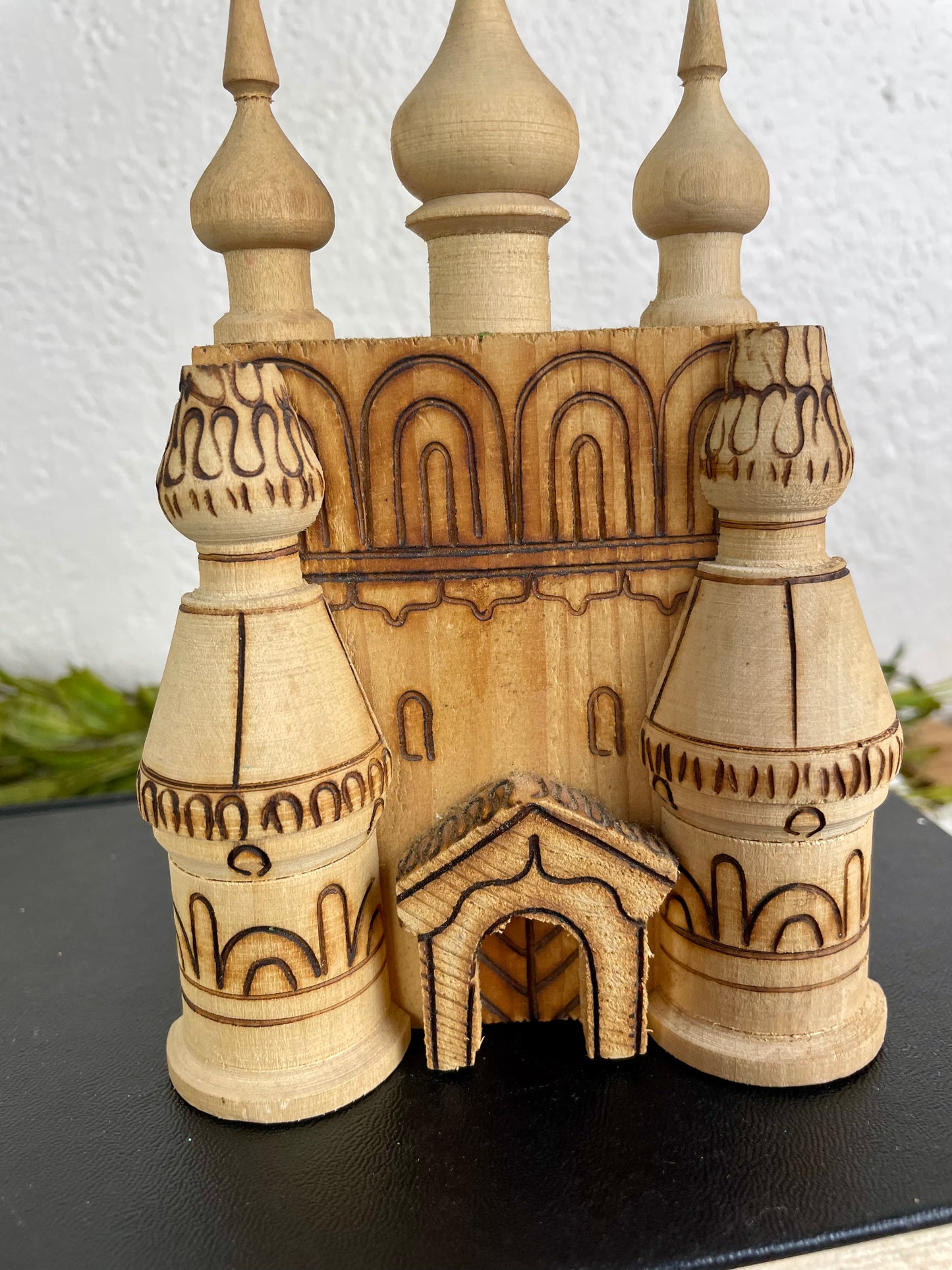 Vintage Wooden Cathedral Figurine