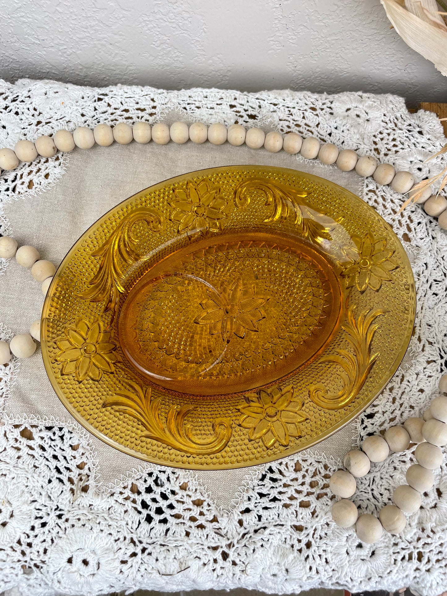 Vintage Indiana Glass Co. Tiara Amber Glass Luncheon Plate