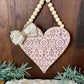 Handmade Reclaimed Wood Heart with Bead Hanger- A