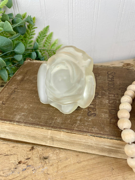 Vintage Frosted Glass Rose Perfume Bottle