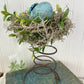Handmade Rustic Bed Spring Nest with Blue Egg