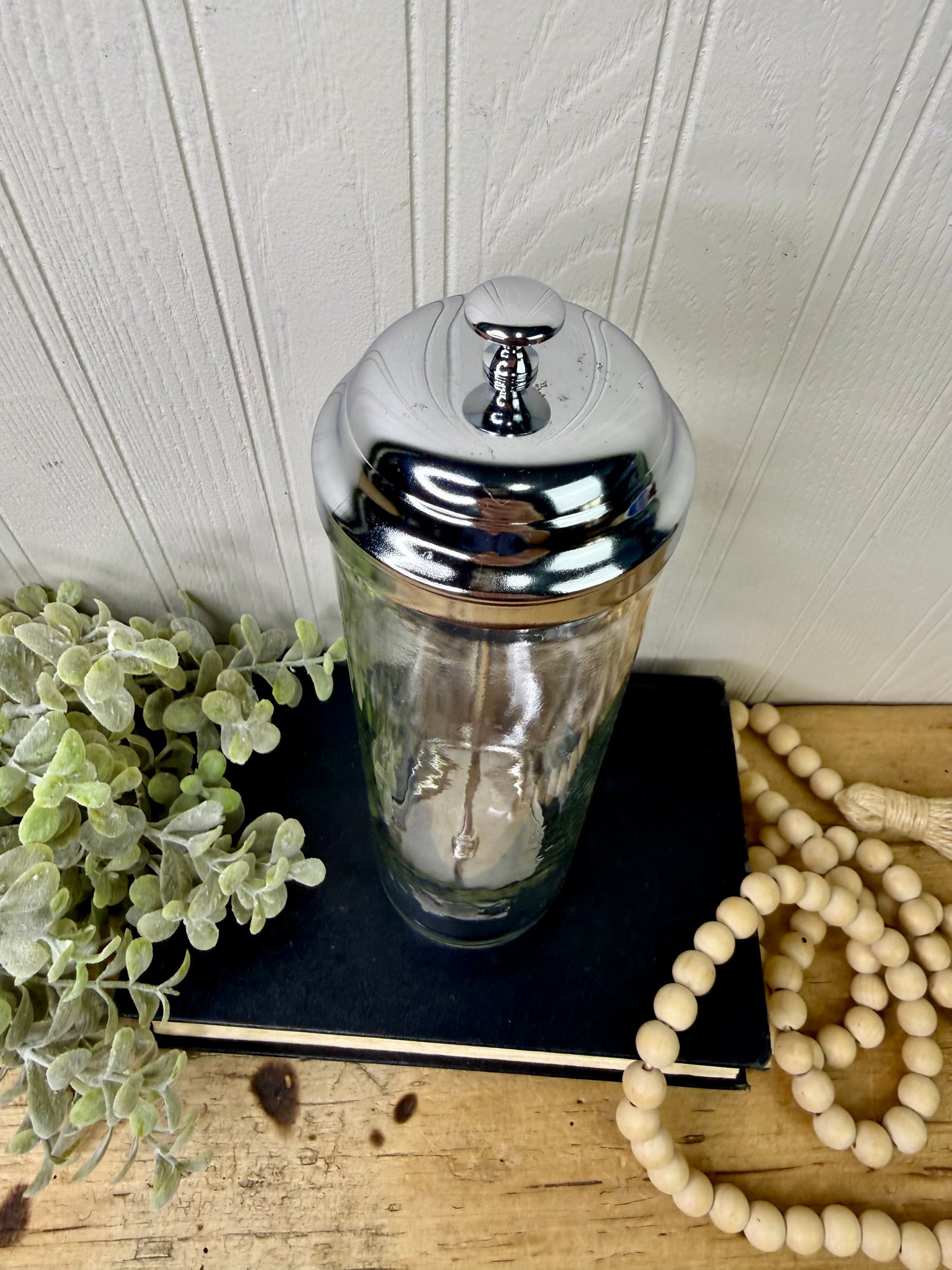Vintage Mid-Century Glass Straw Dispenser
