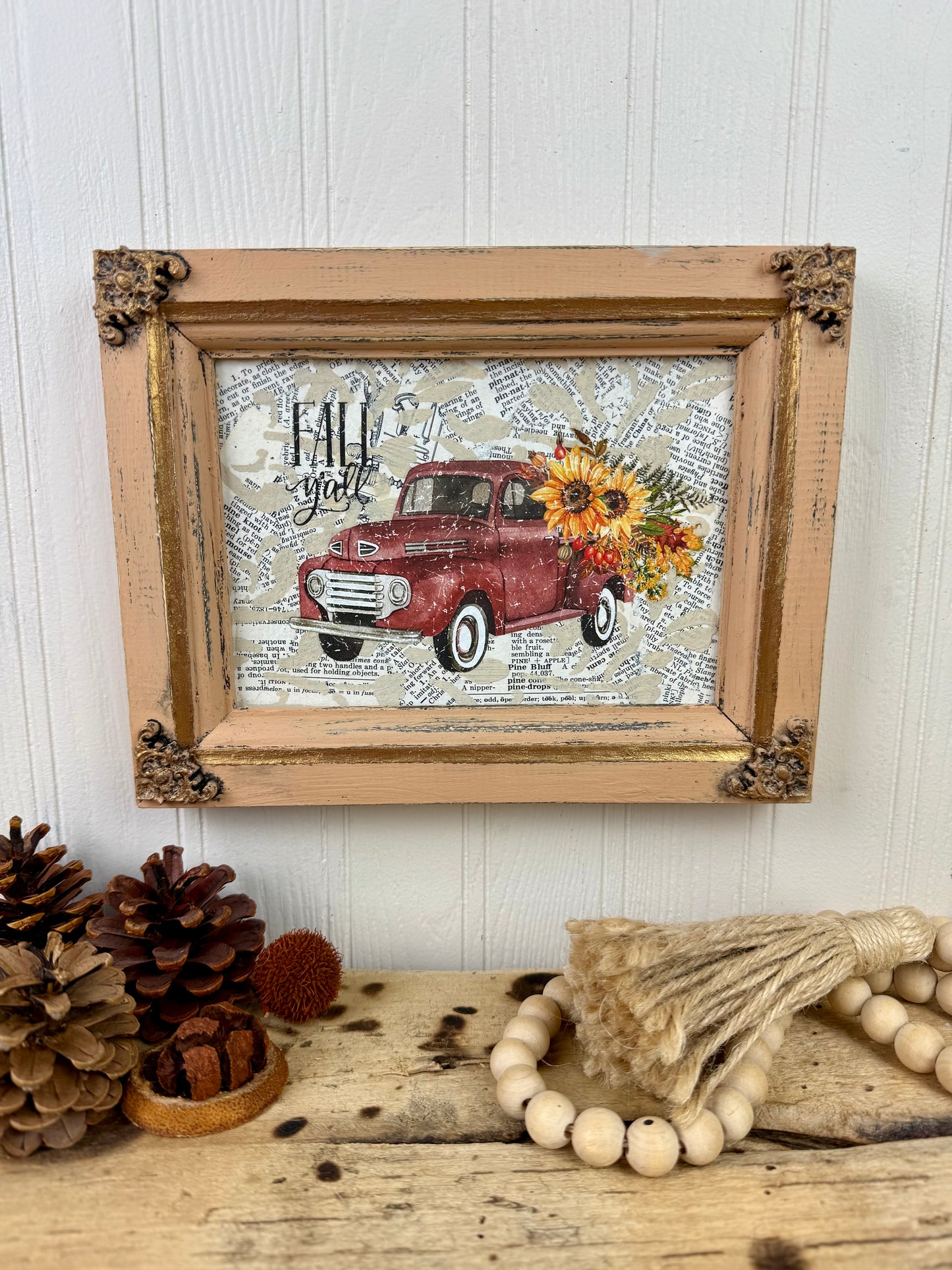 Handmade Fall Truck Framed Wall Art