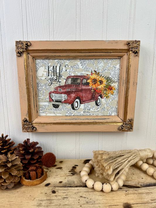 Handmade Fall Truck Framed Wall Art
