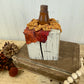 Handmade Block Beige Pumpkin with Spindle Stem