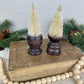 White Bottle Brush Tree Set with Wood Spindle Bases