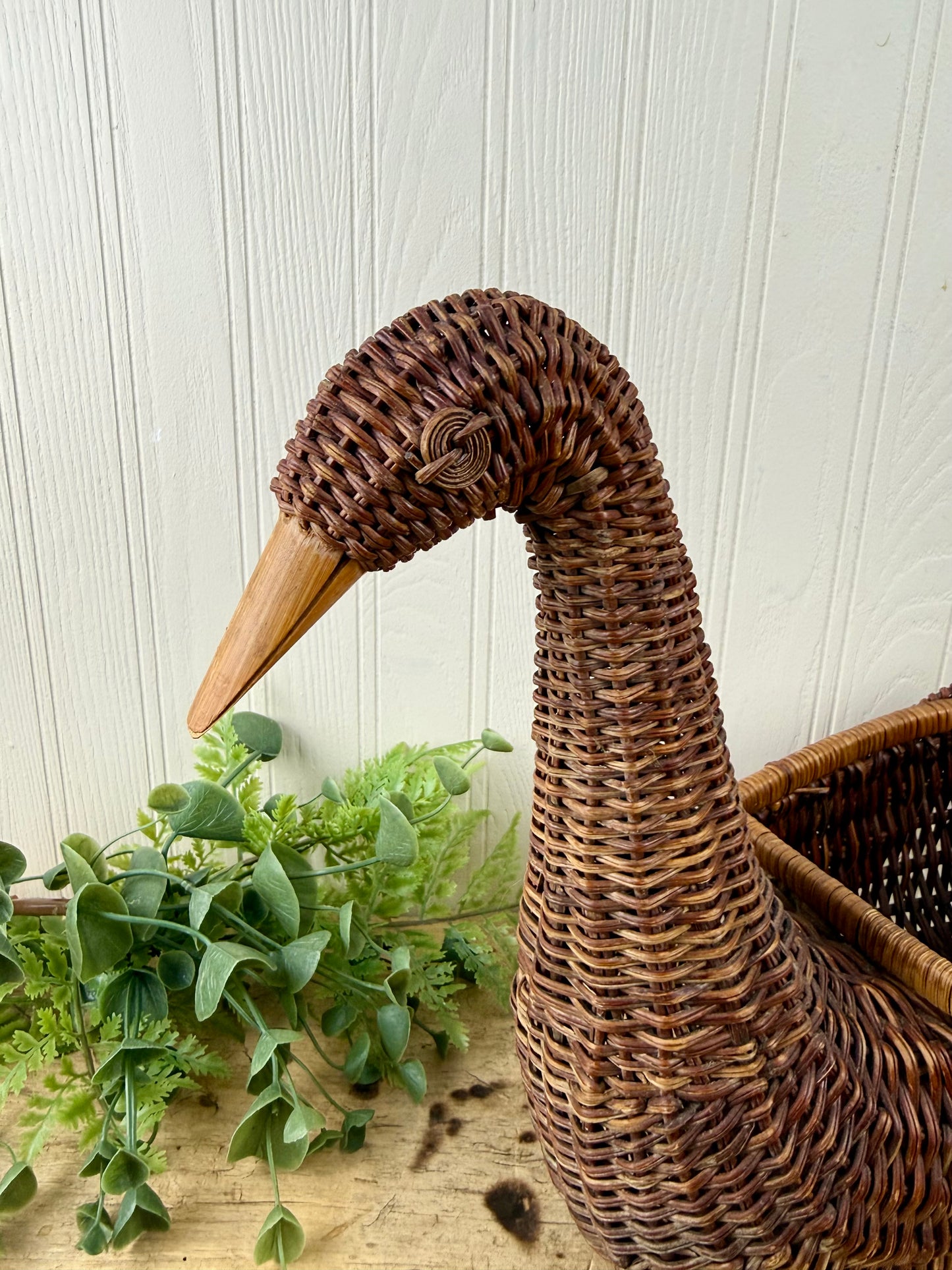 Vintage Large Wicker Duck Basket