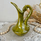 Vintage Handmade Green Pottery Pitcher