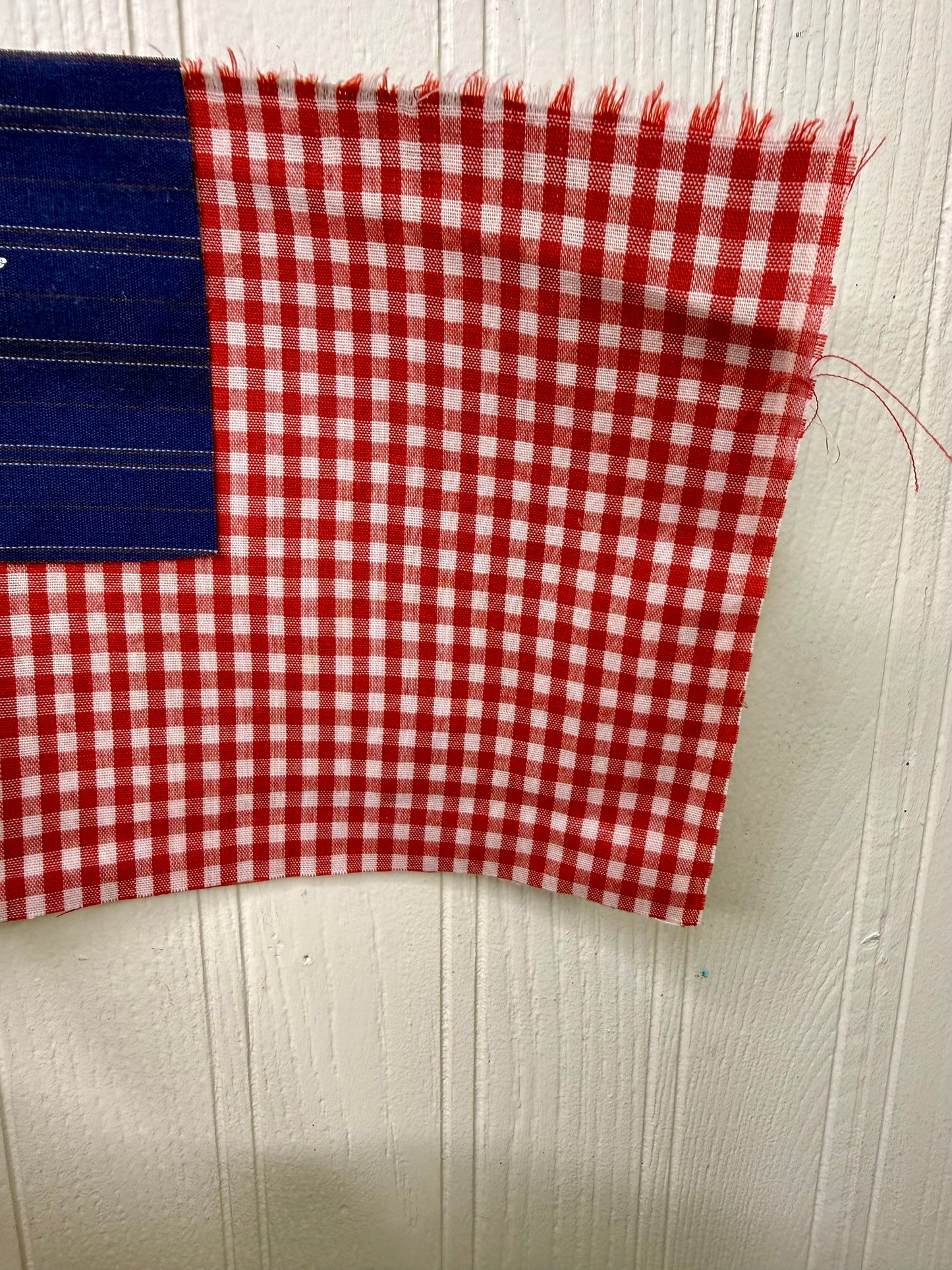 Handmade Spindle Flag with Gingham Pattern