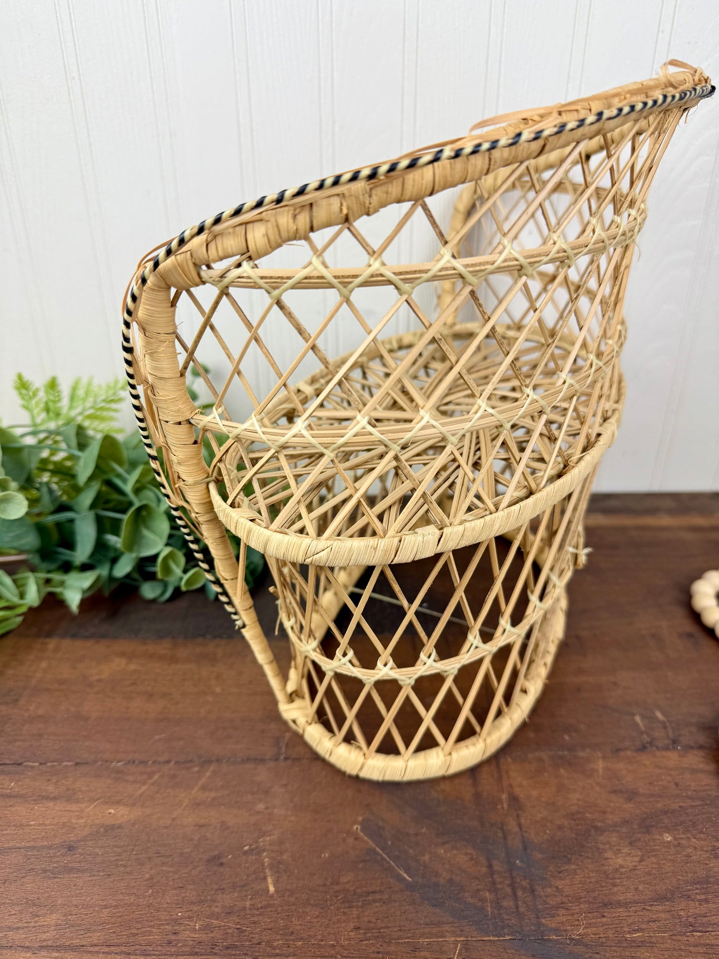 Vintage Miniature Peacock Wicker Loveseat