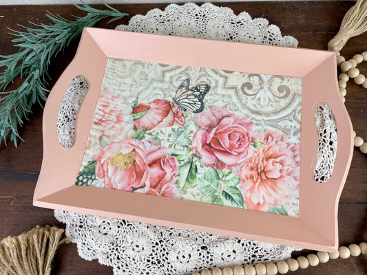 Upcycled Wooden Tray with Decoupage