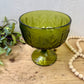 Vintage FTD Green Glass Pedestal Bowl