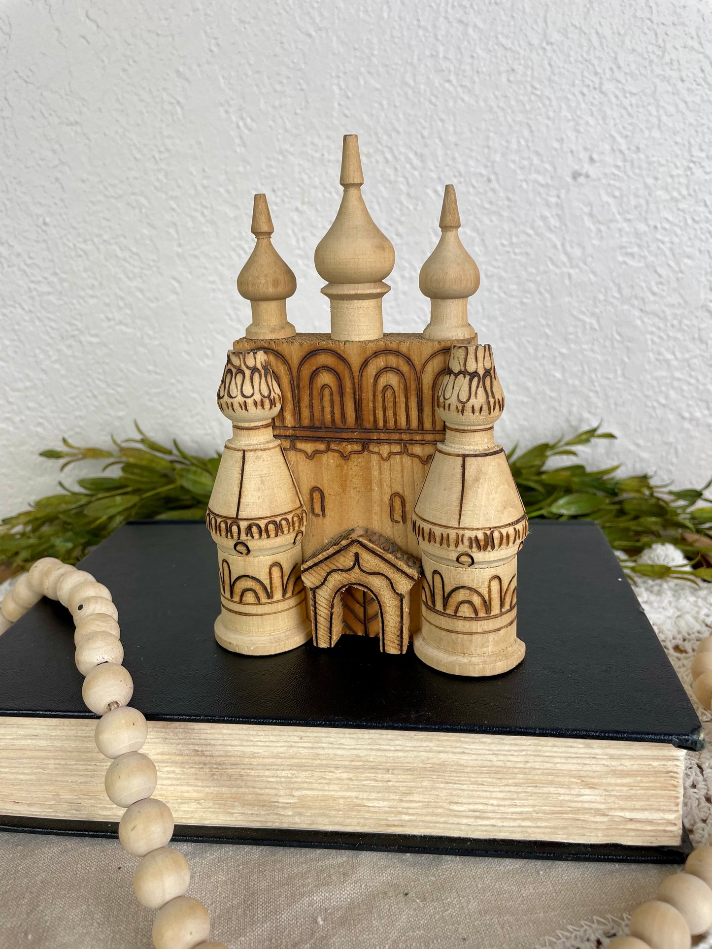 Vintage Wooden Cathedral Figurine