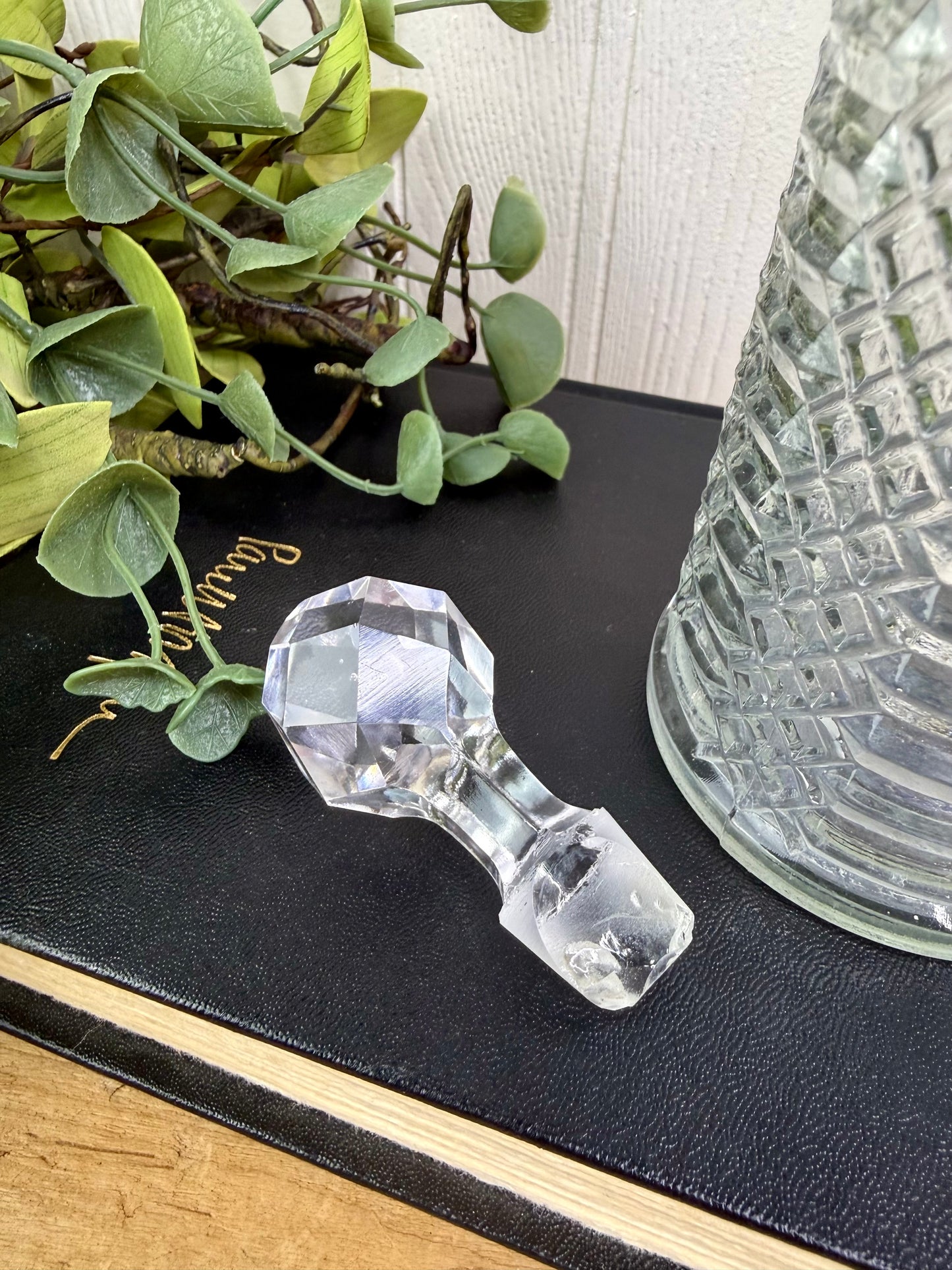 Vintage Diamond Patterned Crystal Decanter