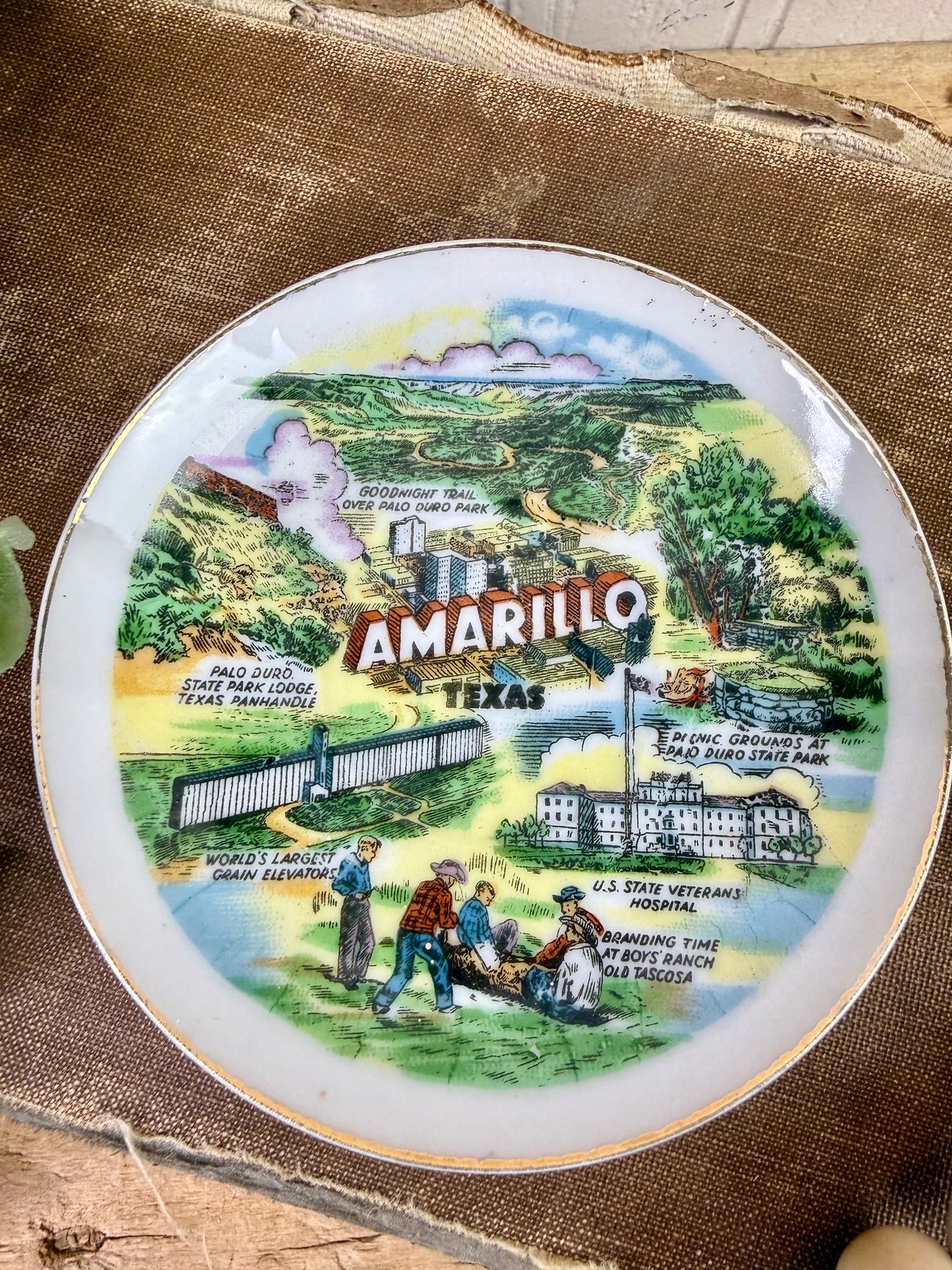 Vintage Amarillo Texas Porcelain Souvenir Plate