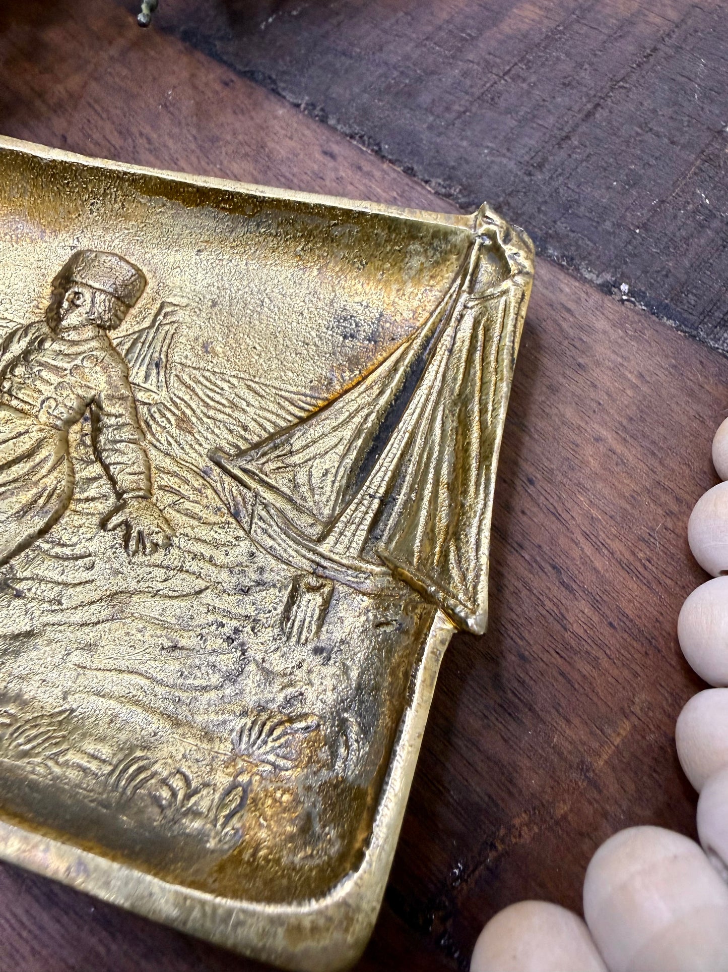 Vintage 1945 Solid Brass Belgian Trinket Tray