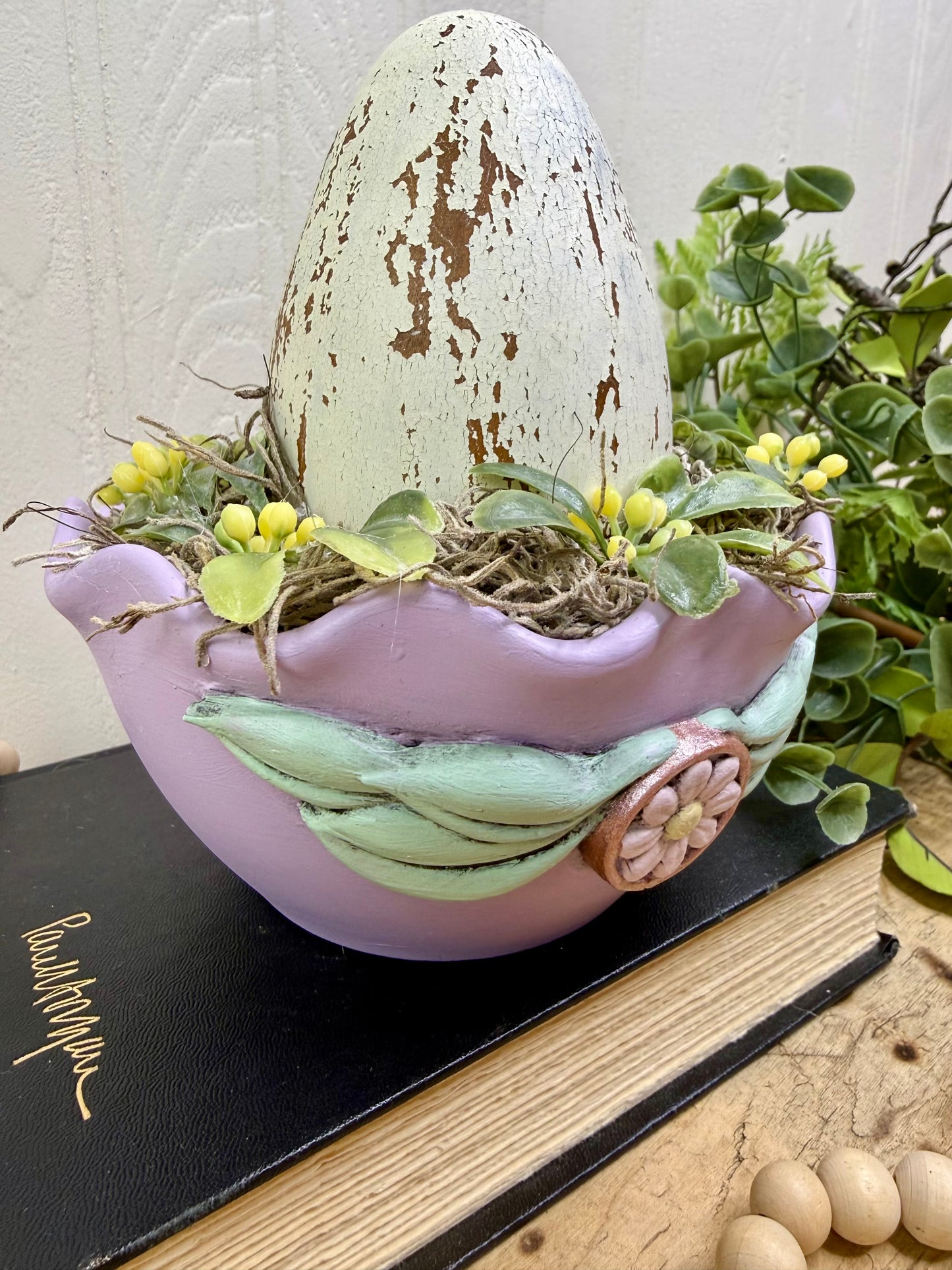 Handmade Upcycled Purple Egg Nest