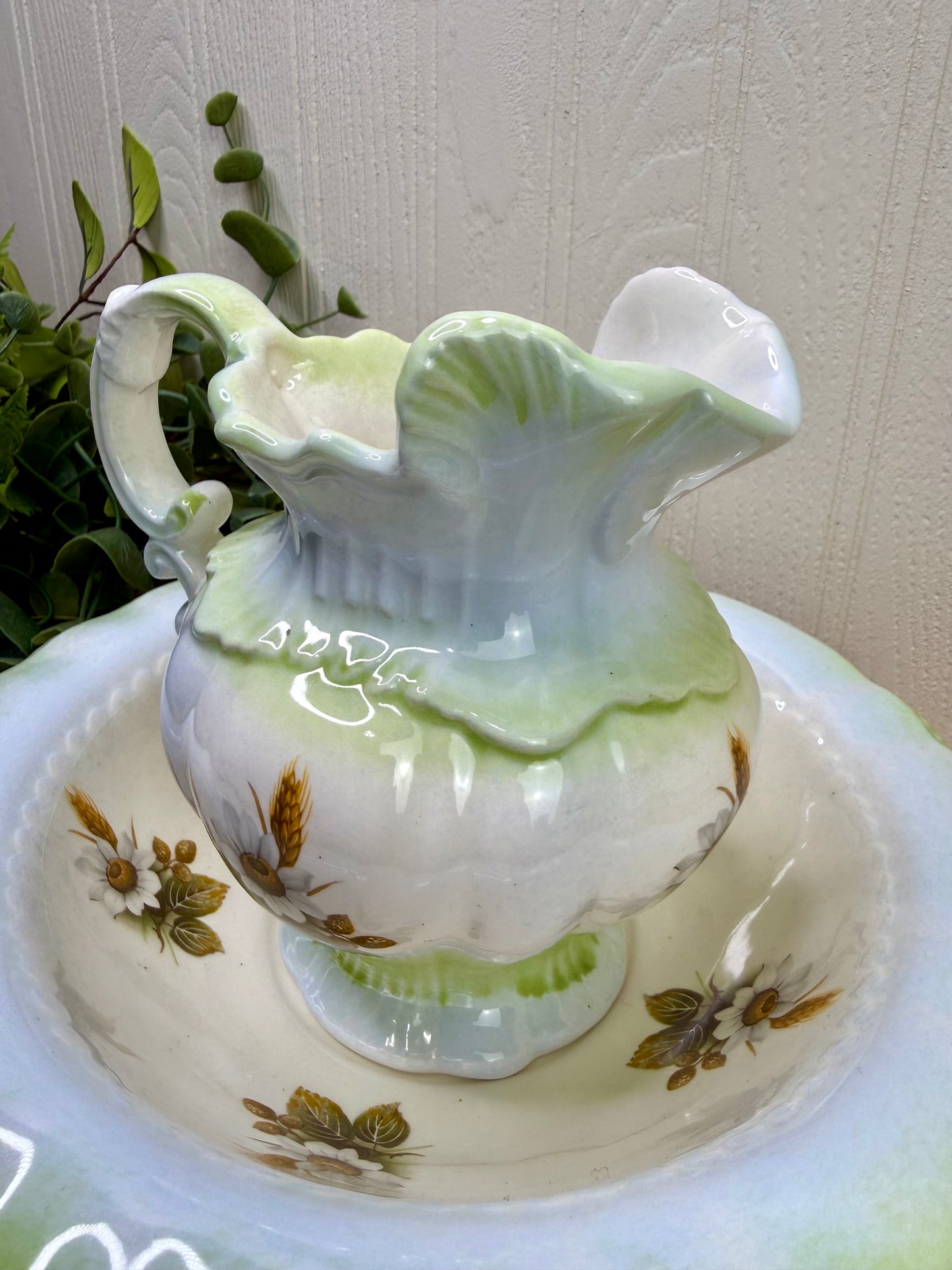 Vintage Handmade Ceramic Small Pitcher & Bowl Set
