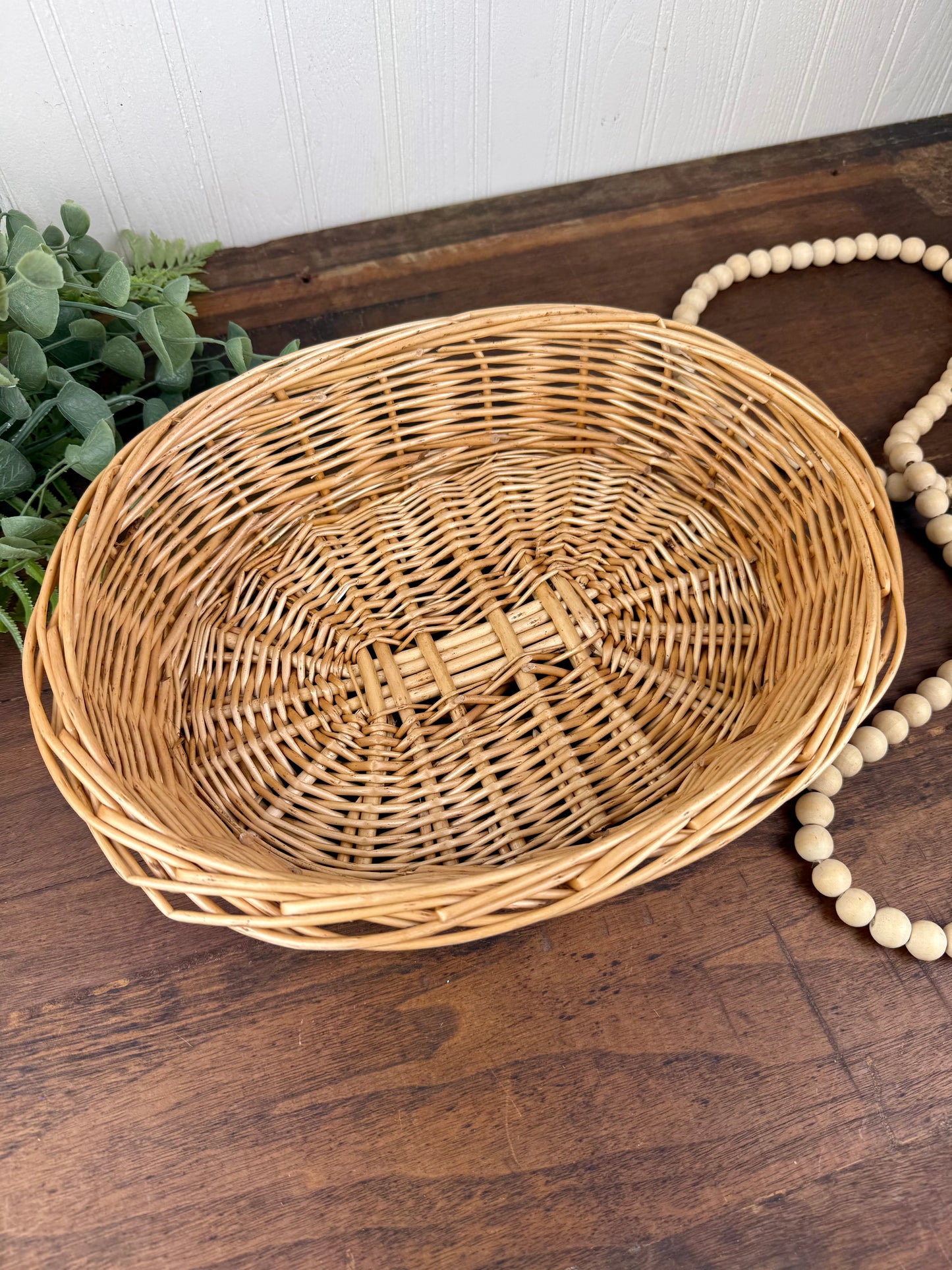 Vintage Wicker Oval Basket