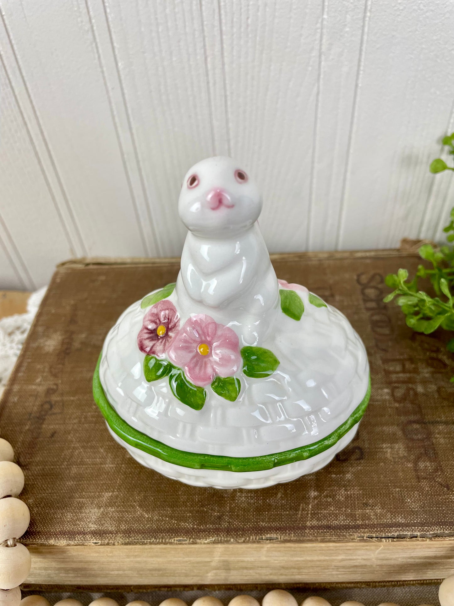 Vintage Avon Bunny Ceramic Trinket Box