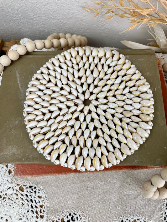 Vintage Handmade Cowrie Shell Trivet