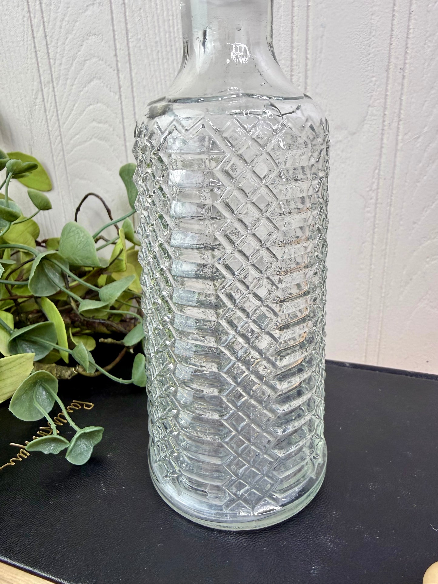 Vintage Diamond Patterned Crystal Decanter