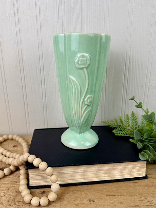 Vintage Mint Green Brush McCoy Pottery Vase