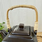 Brown Stoneware Teapot with Bamboo Design
