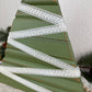 Upcycled Vintage Trim Olive Green Large Christmas Tree with Wood Star & Lace