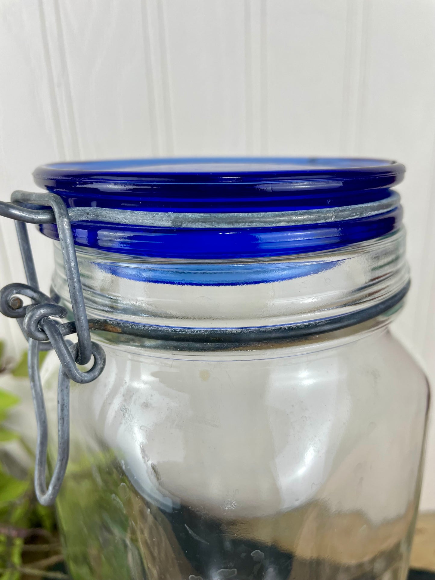 Italian Cobalt Blue Glass Jar with Clasp