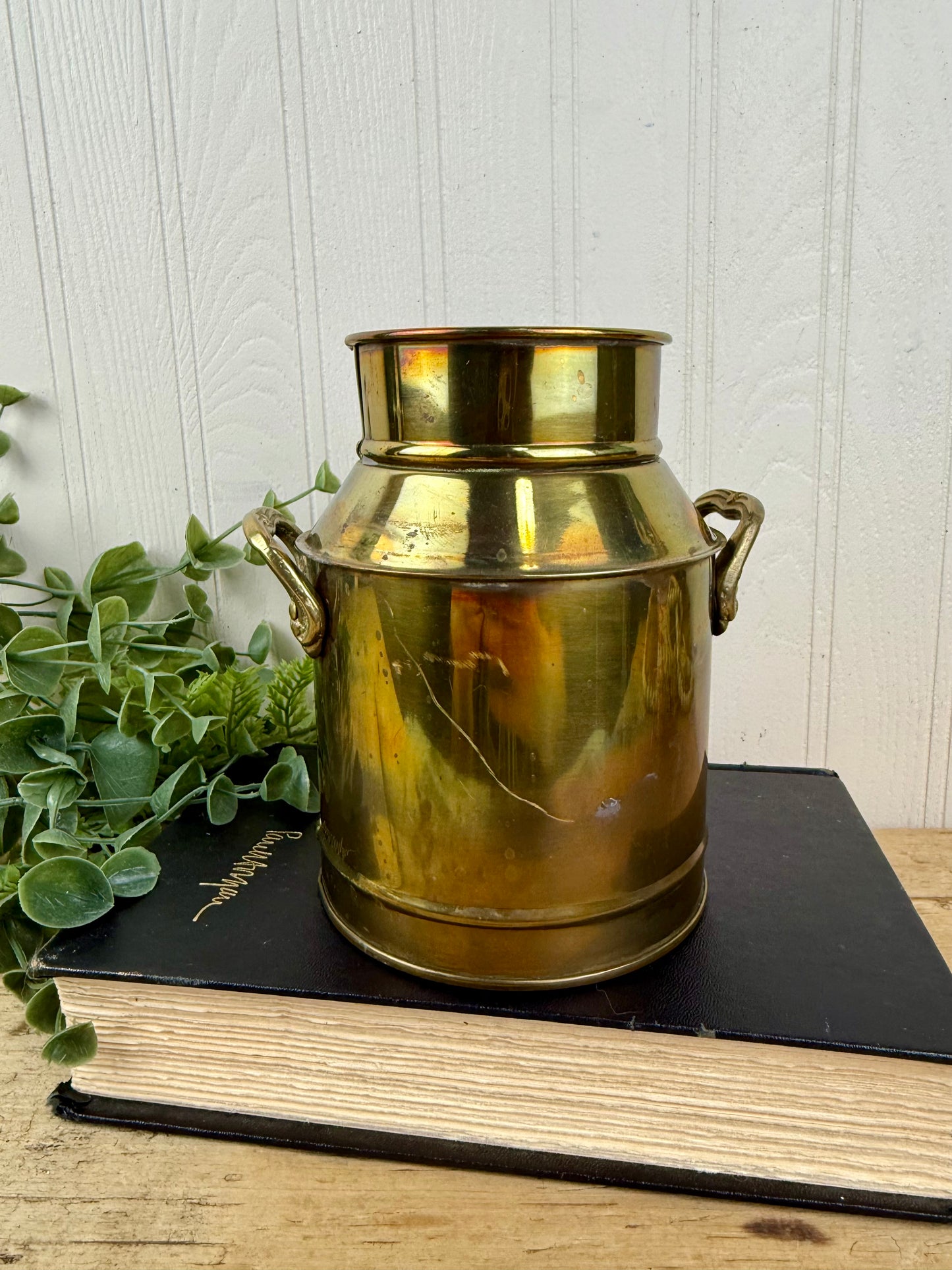 Vintage Brass Milk Can Vase