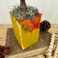 Handmade Reclaimed Wood Yellow Block Pumpkin