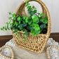 Vintage Hanging Wall Basket with Greenery