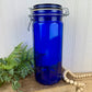 Vintage Cobalt Blue Glass Canister with Wire Clasp