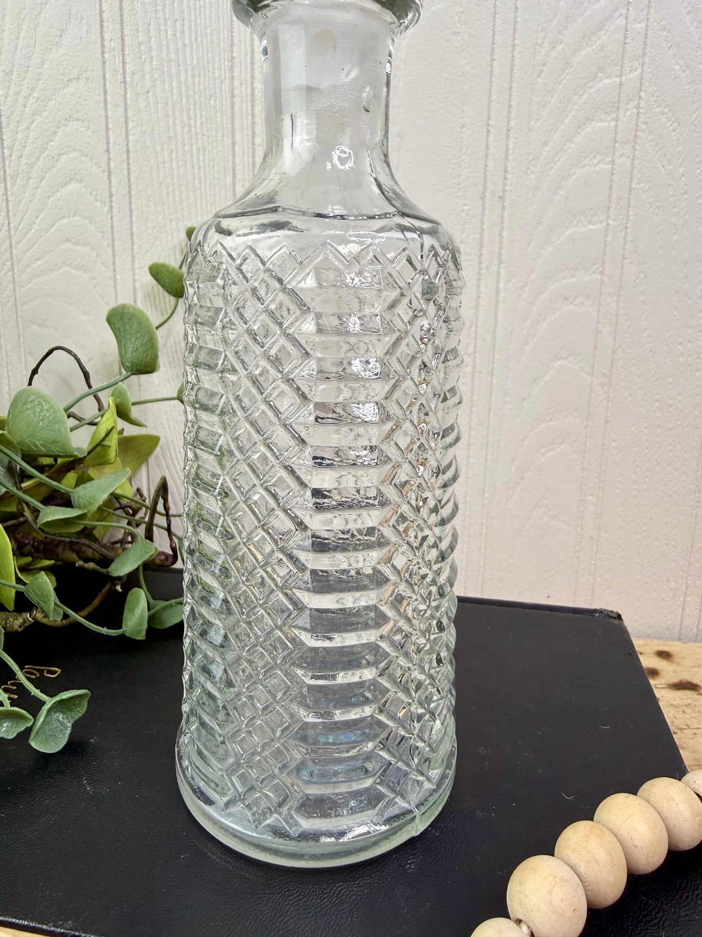 Vintage Diamond Patterned Crystal Decanter