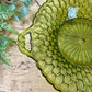 Vintage Indiana Glass Avocado Green Two-Handled Relish Dish