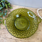 Vintage Indiana Glass Avocado Green Two-Handled Relish Dish