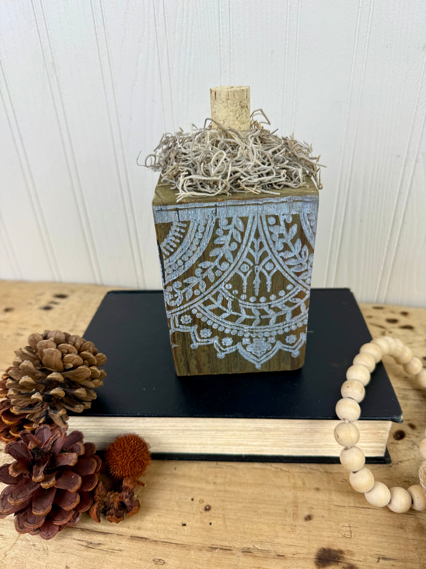 Handmade Reclaimed Wood Boho Block Pumpkin