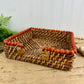 Vintage Wicker Napkin Basket with Beaded Trim