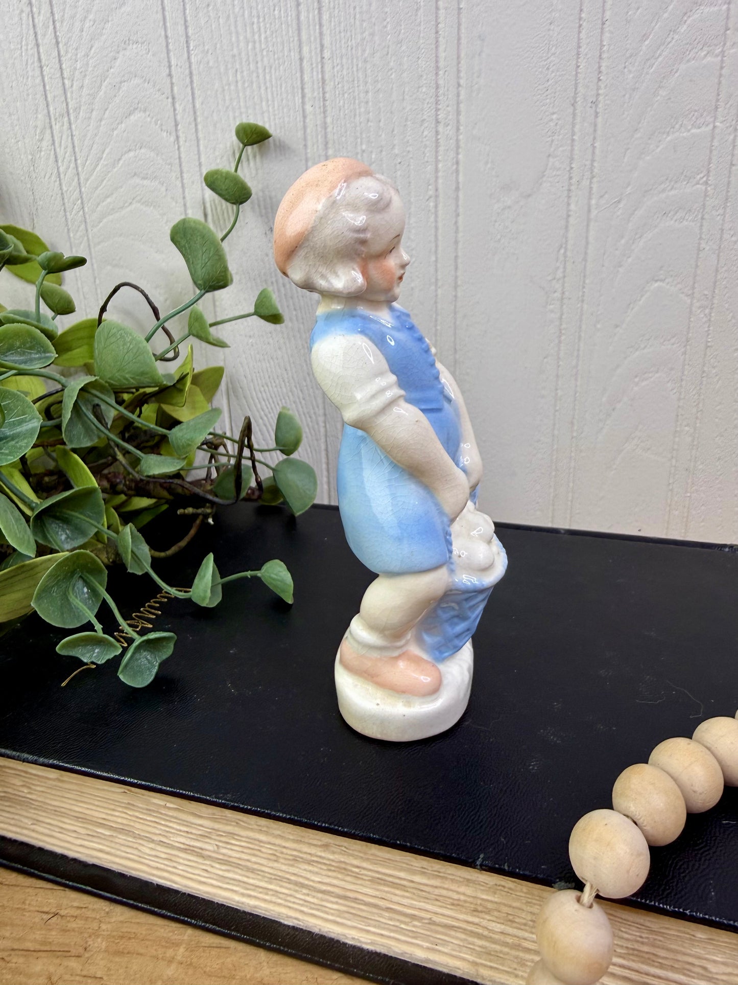 Vintage Porcelain Girl with Egg Basket Figurine