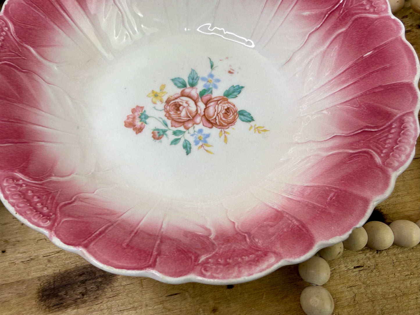 Vintage Wheelock Trademark Floral Serving Bowl